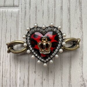 Betsey Johnson Vintage Royal Engagement Red Leopard Heart Stretch Bracelet